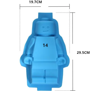 1PCS САМ Fondant Cake Tools Foodgrade Silicone Lego Мухъл Super Big Робот Lego Cake Мухъл Ice Мухъл Baking Pan AX-202011