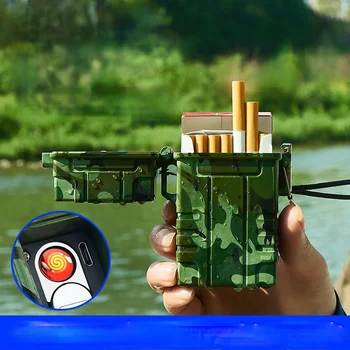 Открит Водоустойчив Портсигар 20 Творчески Портсигар с USB Акумулаторна зажигалкой Аксесоари за Пушачи на трева Брикет