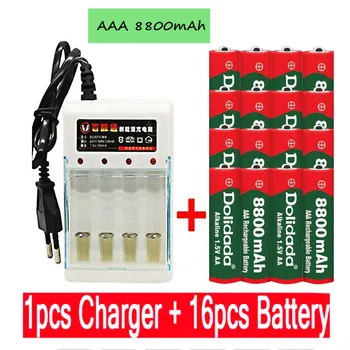 AAA battery 8800 mah Rechargeable battery ААА 1.5 V 8800 mah Rechargeable New Alcalinas drummey +1pcs 4-cell battery charger