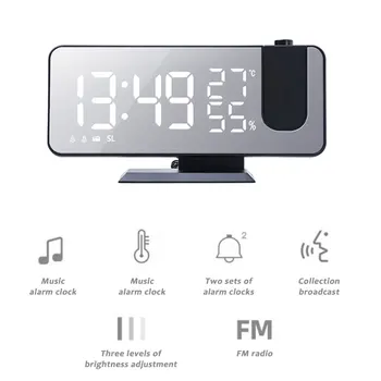 Led Аларма Проекция на Дигитална Маса, Електронни Настолни Часовници Led Екран USB Настолни Часовници с Прожекционен Огледало на Време на Дрямка