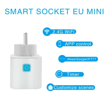 Ewelink WiFi EU Smart Plug 10A 220V Адаптер с Безжично Дистанционно Дистанционно-Гласово Управление Power Monitor Таймер Изход За Google Home Алекса
