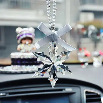 Коледен Автомобил Висулка Crystal Снежинка Украса Окачване Украшение Слънцето Ловец На Снежинка Висящи Украшения