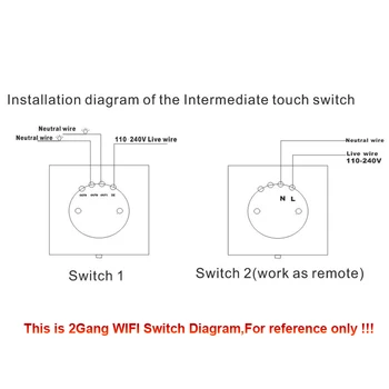 ASEER EU Standard 1gang 2Ways 2gang 2way Control WIFI Wall Touch Screen Switch,Луксозен Кристален панел,110-240 v,alexa,google,sasha