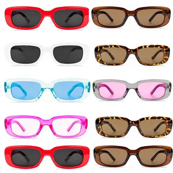 2021 Fashon Small Rectangle Слънчеви очила Дамски Реколта Маркови Дизайнерски слънчеви очила Слънчеви очила, Прозрачни лещи Прозрачна Рамка UV400