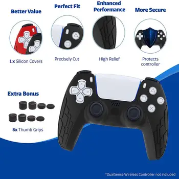 Funda antideslizante de silicona para Sony Playstation 5, accesorios para мандо de PS5 против 8 tapas de agarre de pulgar