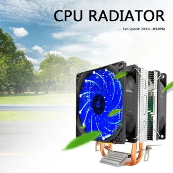 Настолен процесор Dual Охлаждащ Вентилатор 2 Топлинни Тръби Компютърен Охладител Охладител за Графични карти Intel AMD Воден Охладител Охладител