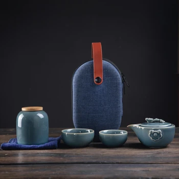 Китайски Кунг-Фу Керамичен Чайник Гайвань 1 maker 2 чаени чаши 1 ч. кутийки Преносими Пътни Чай комплекти Съдове за пиене Безплатна доставка