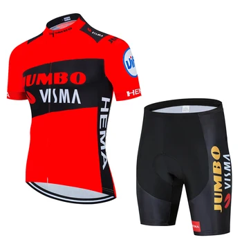 Колоездене Джърси Комплект 2021 Jumbo Visma Pro Summer Cycling Set Колоездене Потници Дишаща МТБ Велосипедна Облекла Трико Ropa Ciclismo