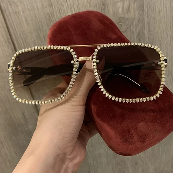 Старинните дамски слънчеви очила Qualtiy sun glasses men Diamond Bling square shades for womem oculos de sol feminino eyewear