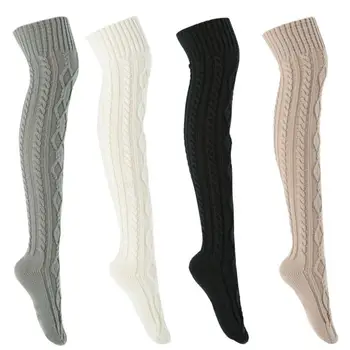 Нови Чорапи, Модни Чорапогащи Плета Бедрата Високи Над Коляното Акрилни Високи Чорапи Момичета Женски Дамски Дълги Коляното Чорап Мек Спортен подложка за крака