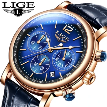 LIGE New Luxury Business Watches Кварцов мъжки Часовник Кожена Каишка 30 М Водоустойчива Модерен мъжки Часовник Clock Relogio Masculino