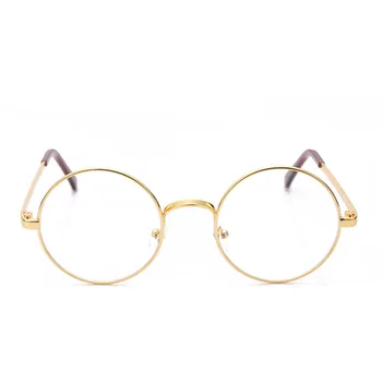 Ретро Мода Унисекс Кръгли Рамки За Очила, Очила Декоративни Очила С Големи Кръгли Прозрачни Лещи Очила Метални Очила