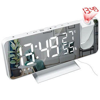 Dropshipping FM-Радио-LED Дигитален Смарт-Будилник, часовник, USB Wake Up Часовник С Проекция на Времето Електронни Настолни Часовници Маса