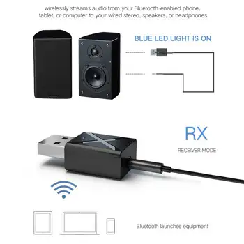Безжичен Bluetooth-съвместими 5.0 Аудио Приемник Предавател Мини Стерео AUX вход RCA USB, 3.5 мм Жак Музикален Адаптер За ТЕЛЕВИЗОР, КОМПЮТЪР Комплект за Кола