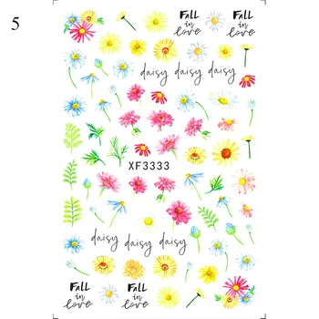 2021 New Daisy Маникюр Stickers Цвят Flowers Decals Water Transfer Tattoos Sliders For Nails Decorations Ноктите Аксесоар