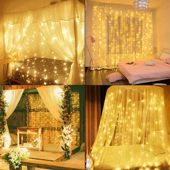 6 М х 3 М Icicle Венец LED Завеса Струнни Светлините на Коледна Украса Празнична Парти Къща, Двор Сватбени гирлянди За стая
