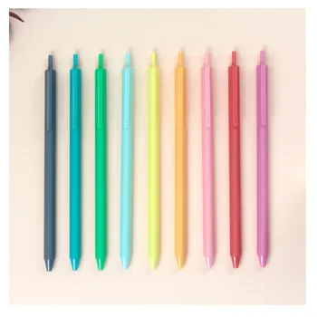 9шт Моранди Color Gel Ink Pens Set Click Type 0.5 мм Химикалка Писалка за маркер Подложка за Рисуване Боя Офис Ученически Пособия A6235