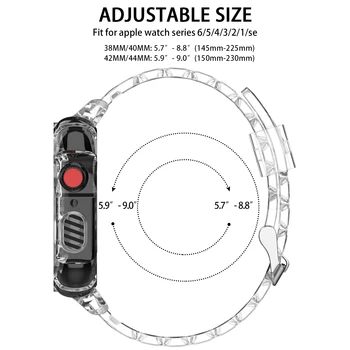 Нов ремък за Apple Watch Band Series 6 SE 5 4 3 Прозрачни за Iwatch гривна 38 мм 40 мм 42 мм 44 мм Лента за аксесоари часа