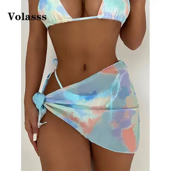 Volasss 2021 New Sexy summer Beach Cover up dress Бикини Micro Swim Cover-ups Плажни дрехи за плуване Дамски вратовръзка Коса женски бански