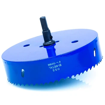 Горещо Острие Трион за Дупки и 6 Инча 152 Мм и за бели Дъски Чукни Boards/Corn Hole Drilling Кътър & Hex Shank Пробийте Bit Adapter (Blue)