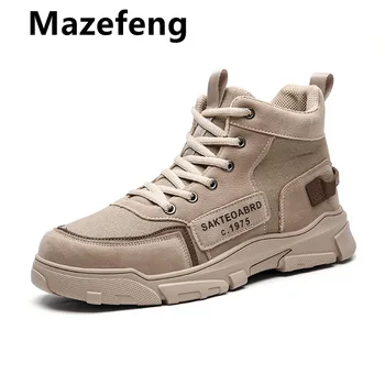 Mazefeng Men Tactical Military Army Ботуши, обувки, Дишаща Leather Mesh High Top Casual Desert Work Обувки Мъжки SWAT Ankle Combat Boot