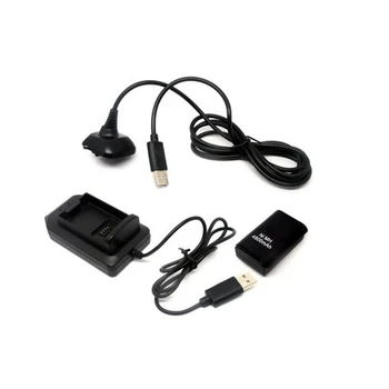 Двойна Акумулаторна Батерия + USB Зарядно Устройство за Кабелен Пакет за Безжичен контролер XBOX 360 @M23