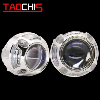 TAOCHIS YT106 3.0 inches bi xenon projector lens shroud LED DRL JG автомобилни фарове chrome angel eyes бял червен син жълт цвят