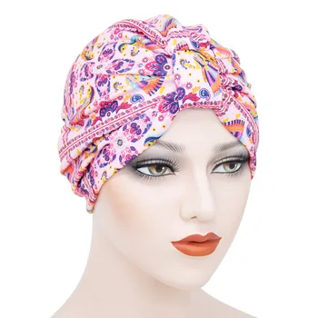 Нов дамски Качулка Памук Cheveux Nuit Тюрбан Шапка Мюсюлмански Hijabs Шапка Еластична Тъкан шапки, Шапка, Дамски аксесоари За коса