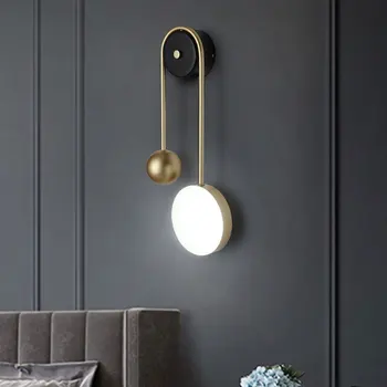 Скандинавска спалня нощна лампа модерен минималистичен хол творчески черно злато луксозен преминаването на коридор фон, с монтиран на стената лампа