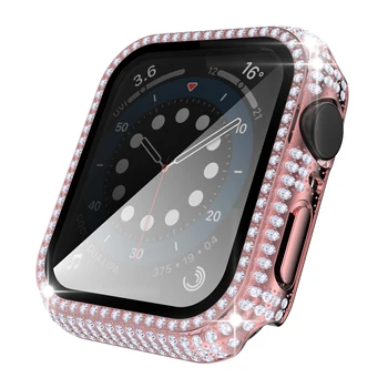 Нов Прозрачен каишка + Калъф за Apple Watch Серия 6 SE 5 4 38mm40mm Diamond 42mm44mm броня+Протектор на екрана, за да iWatch Accessorie