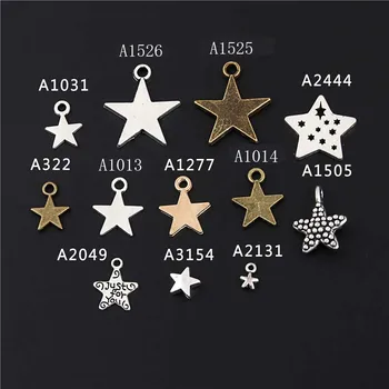 24pcs Mix Silver Color Star Charms Just For You Висулка Производство на Бижута, изработени От Метал направи си САМ Ръчно изработени Accessorie M155