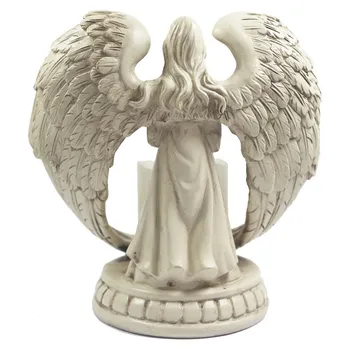Молящийся Ангел Свещник Домашно Изкуство Статуя на Ангел и led свещ беспламенная пластмасов led свещ се моли да се лекува комфорт защита