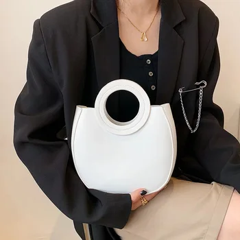 Кръгла Дръжка Малки Лотария Прости изкуствена Кожа Кофа с Crossbody Чанта за жени 2021 Модната Марка дамски Чанти На Рамо Дама Пътни чанти