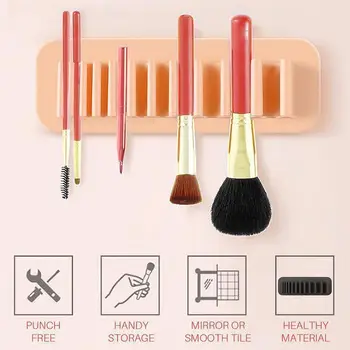 Stick And Store Makeup Brush Storage Bracket Pen Organizer Спалня Баня Огледална Стена Лесна Инсталация На Домашен Инструмент