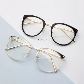 Оптични Прости Очила Рамка На Жените И Мъжете Кръгли Големи Очила Рамка Метални Очила С Прозрачни Лещи Очила Синя Светлина Точки