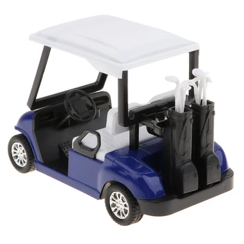 Нов 1:20 Мащабните Мини - Рафтинг Pull Back Golf Cart с Клюшками Diecast Модел Vehicle Playset Toy Office Desk Decor Комплекти - Син