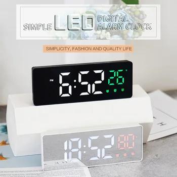 Slr цифров Часовник Мултифункционален Безшумни LED Електронни Часовници Малък Будилник Дисплей на Температурата за Декорация на Дома Часовник
