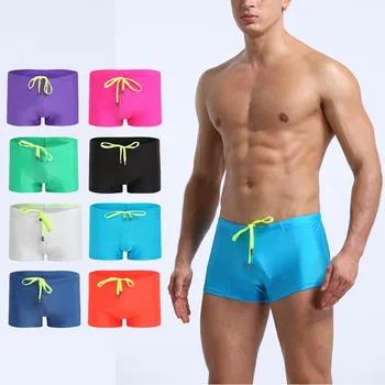 2021 Men Beach Swimming Trunks Male Дишаща Slim Swimsuit Pants Not Men ' s Pockets Boxer Briefs мъжки бански за море