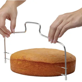 Двойна линия торта парче layerer регулируема тел от неръждаема стомана торта slicer удобен кухненски прибори тесто нож силикон T3