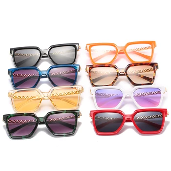 Модни Квадратни Слънчеви Очила Зелени Ивици Метал Жени Overize Очила Мъжки Рамки За Очила Голям Нов Дизайн На Стари Луксозни Високо Качество