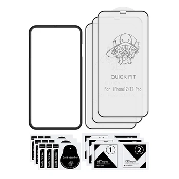3 Бр. Пълно Покритие на Протектор на Екрана 9 H Закалено Стъкло Фолио За iPhone 12 12 mini 12 Pro Max С Неръждаема Рамка