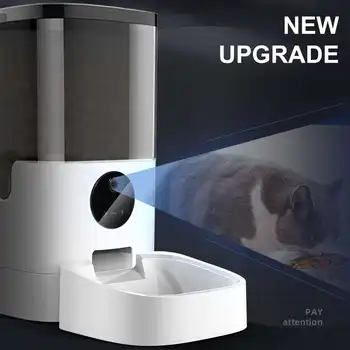 6L Smart Automatic Пет Устройство Visible Cover Пет Cat Dog Food Dispenser Remote Control APP Таймер [Видео/WiFi/Form Version]