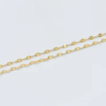 Златни Плоски Кабелни Вериги на 1,5/ 2,2 мм, 18-каратная позлатен Месинг, Елегантни Овални Верига За Бижута направи си САМ (#LK-163)