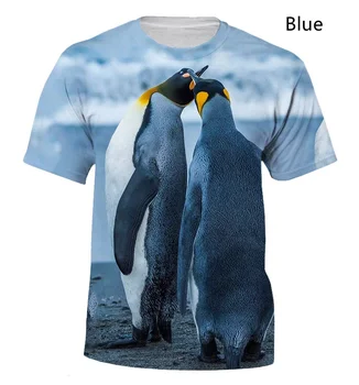 Мода Животни Пингвин 3D Печат с къс ръкав тениска Годишни Мъже и Жени, Интересна Тенденция Ежедневни тениска XS-5XL