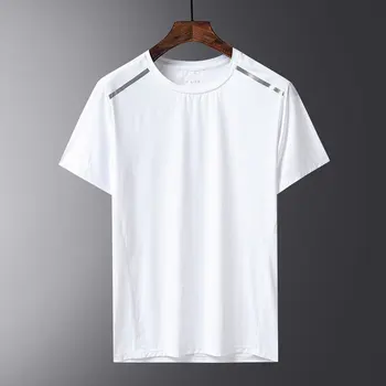 Мъжка тениска 6XL 7XL 8XL лятна ледена коприна тениска с къс ръкав за мъже бягаща топ участък Фитнес облекло casual бързосъхнеща тениска