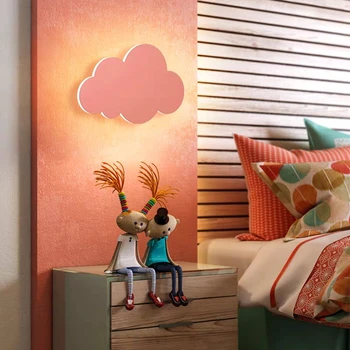 15 Вата Модерни Облак, с монтиран на стената Лампа, Бял, Розов LED Стенен Хол Момиче Детска Спалня Светлина Украса 110 220