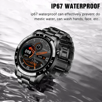 LIGE Steel Band Men Smart Watch Мониторинг на Сърдечната честота в реално време Bluetooth Покана Watch Sleep Reminder Sport Waterproof Smartwatch