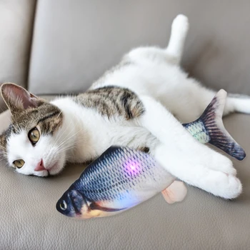 Електрическа Играчка за котки 3D Fish USB Charging Simulation Fish Interactive Cat Toys for Cats Пет Играта на Котка Доставки Juguetes Para Gatos