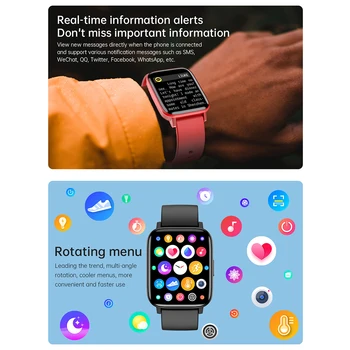 2021 Нов GW24 Smart Watch За мъже 1,69-инчов Екран, Bluetooth Smartwatch За жени Фитнес Спортни Часовници За Android и IOS Телефон