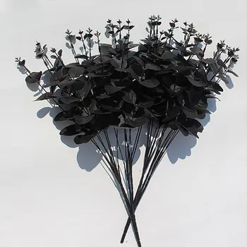Изкуствени Растения Фалшиви Сватбен Декор 1 бр. Моделиране Коприна Черно 62 см Начало на Евкалипт